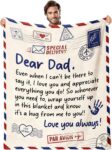 Gift for Dad, 50 x 60 Dad Birthday Gifts from Daughter Son, Cozy Flannel Blanket with Airmail Pattern for Daddy, Fathers Day, Birthday Gift for Daddy, Father, Pa, Stepfather