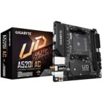 Gigabyte A520I AC Motherboard – Supports AMD Ryzen 5000 Series AM4 CPUs, 6 Phases Digital VRM, up to 5300MHz DDR4 (OC)