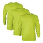 Gildan Mens Ultra Cotton Long Sleeve T-Shirt G2400 Safety-Green S