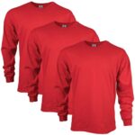 Gildan Unisex-Adult Ultra Cotton Long Sleeve T-Shirt, Style G2400, (Pack of 3) Red Size M only