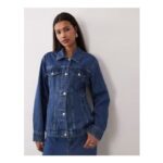 Gina Tricot Sculpted Denim Jacket – mid Blue Rinse