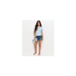 Girls Blue Cotton Pinstripe Shirt