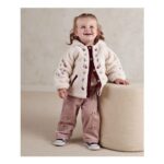 Girls Cream Embroidered Borg Jacket – 36 Months