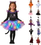 Girls Halloween Costume Funny Cat Halloween Costumes for Kids Novelty Party Cosplay Costume Set Performance Tutu Skirts for Girls Fashion Festive Fancy Dress Kids