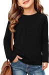 Girls Tops Long Sleeve Plain Basic Tees Kids T-Shirts Crew Neck
