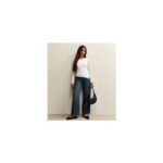 Girls White Long Sleeve Lace Asymmetric Hem Top