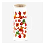 Glass Jug with Bamboo Lid and Fruit Print – 1.15L