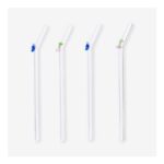 Glass Straws with Flower and Cherry Decorations – 4 Pcs