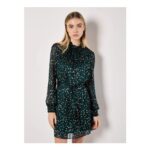 Gold Foil Spot Self-Stripe Mini Dress – Green