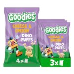 Goodies Kids Dino Puffs Cheese & Onion Wholegrain 3x 4x12g – £7.15 S&S