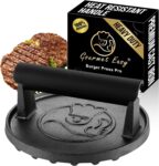 Gourmet Easy Cast Iron Smash Burger Press with Heat Resistant Handle