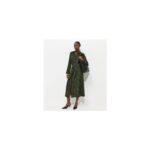Green Abstract Print Long Sleeve Shirt Dress