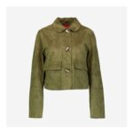 Green Faux Suede Collared Jacket