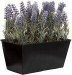 GreenBrokers Black Artificial Lavender Tin Planter Window Box 30cm, A1214