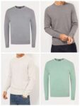Grey / Green / Cream Pure Cotton Knit Crew Neck Jumper Sizes S-XXXXL Free C&C (10% Off With Rewards)