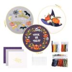 Gukasxi 3-Pack Beginners Embroidery Kit: Halloween Pumpkin & Skull
