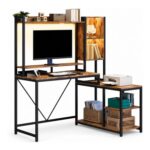 Gyfimoie L Shaped Corner Desk 120x90cm Computer Desk with Hutch