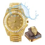 HALUKAKAH Moissanite Diamond Gold Mens Watch, 18k Gold Plated