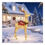 HKtsynqux Lighted Christmas Reindeer Outdoor Decor 120cm
