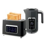 HOMCOM 1.7L 3000W Kettle & Toaster Set, LED Screen, Grey