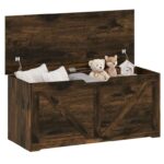 HOMCOM 127L Storage Chest / Bench, 100 x 40 x 45cm (Rustic Brown)