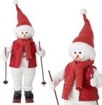 HOMCOM 2ft Life Size Singing Skiing Santa Claus with Posable Arms