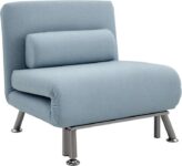 HOMCOM 3-in-1 Linen Folding Single Chair Bed – Sky Blue
