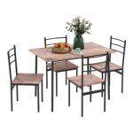 HOMCOM 5-Piece Dining Set with Steel Frame, Space-Saving Black