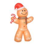 HOMCOM 8ft Christmas Inflatable Gingerbread Man Lighted Yard Decor