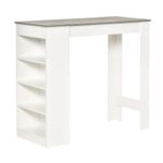 HOMCOM Bar Table with 4-Tier Storage Shelf, Grey