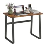 HOMCOM Computer Desk with Steel Frame Rustic Brown and Black