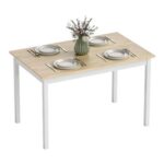 HOMCOM Dining Table for 4 – Solid Wood, Natural