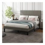 HOMCOM Double Bed Frame with 5-Level Adjustable Upholstered Headboard Grey