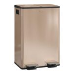 HOMCOM Dual Kitchen Bin, 2x28L, Stainless, Soft-Close Lid, Gold Tone