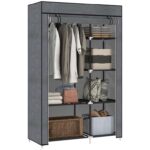 HOMCOM Fabric Wardrobe, Portable Wardrobe with 6 Shelves, 1 Hanging Rail, Foldable Closets, 103 x 43 x 162.5 cm, Dark Grey