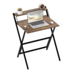 HOMCOM Folding Desk with Monitor Shelf, 70 Cm, Rustic Brown