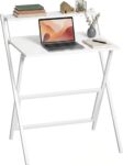 HOMCOM Folding Desk with Monitor Shelf Foldable 70 cm White