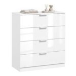 HOMCOM High-Gloss 4-Drawer Chest, Smooth Runners, White