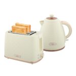 HOMCOM Kettle and Toaster Set 1.7L Jug, 2-Slice Beige