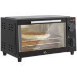 HOMCOM Mini Oven 9L Toaster Oven with Adjustable Temperature 750W Black