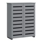 HOMCOM Narrow 5-Tier Shoe Cabinet with Slatted Doors