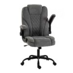 HOMCOM Office Chair Padded Flip-up Armrest Rocking Grey
