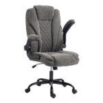 HOMCOM Office Chair, Padded Flip-up Armrests, Multi-Angle Rocking, Dark Grey