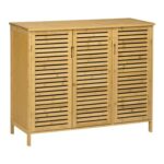 HOMCOM Rustic Shoe Cabinet – 8 Shelves – Natural