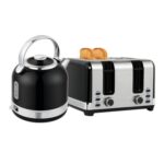 HOMCOM Stainless Steel Kettle & Toaster Set 1.7L 3000W Black
