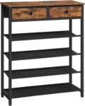HOOBRO Shoe Rack, 5 Tier Shoe Storage Organizer with 2 Non-Woven Drawers, 16-20 Pairs of Shoes for Entryway, Shelf with 4 Oxford Fabric Shelves and Wooden Top, Closet, Rustic Brown EBF78XJ01