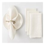 HSOFTIFY 100% Natural Linen Napkins, Set of 4, White