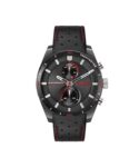 HUGO Analogue Multifunction Quartz Watch for men FAST Collection with Stainless Steel and Leather strap