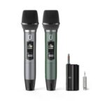 HWWR Wireless UHF Dual Dynamic Microphones Karaoke with Rechargeable Receiver