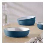 Habitat Two Tone 4 Piece Stoneware Pasta Bowls -Navy & White